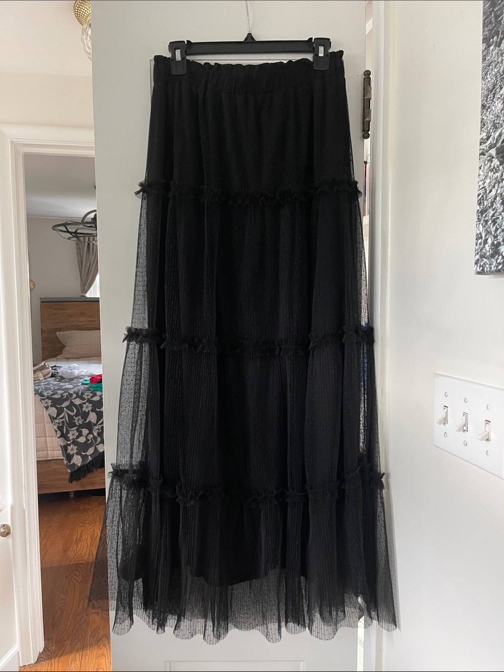 Blu Pepper Black Tiered Sheer Maxi Skirt